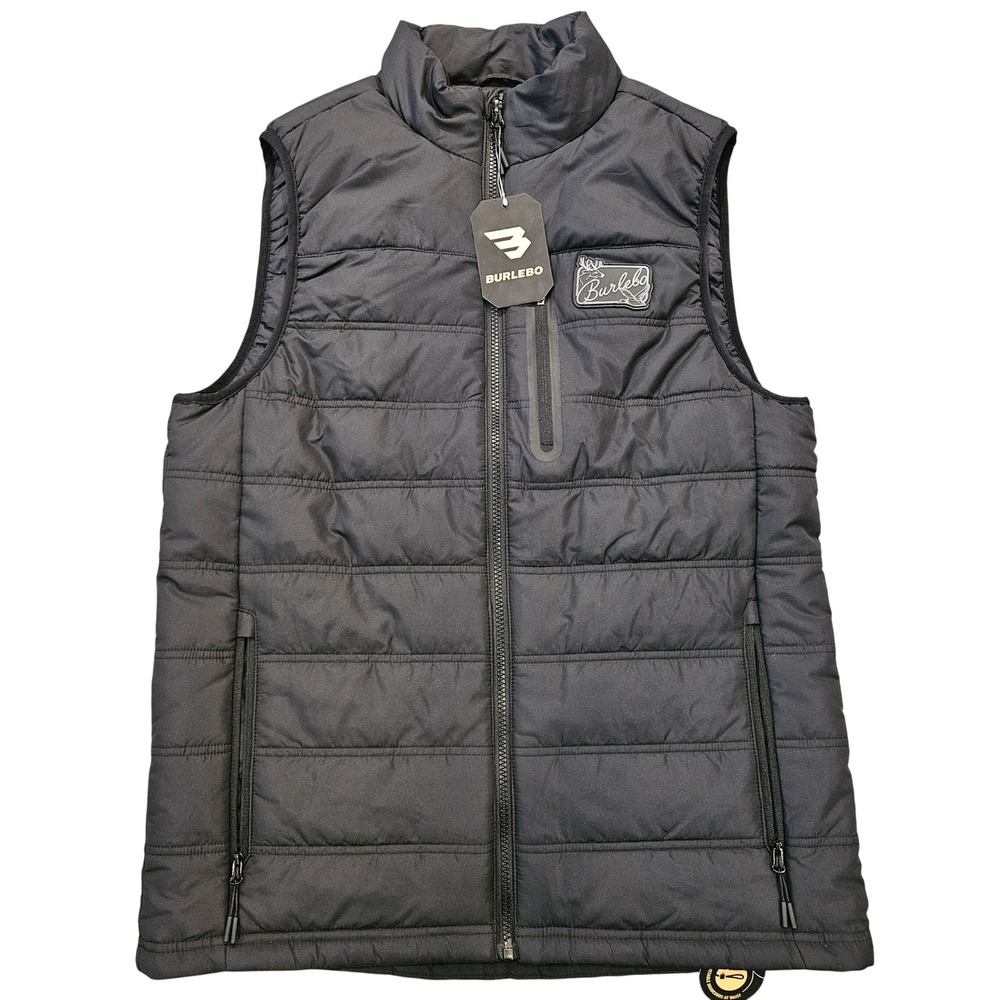 Burlebo Mens Performance‎ Puffer Vest Black Water Resistant Windproof Size M NEW